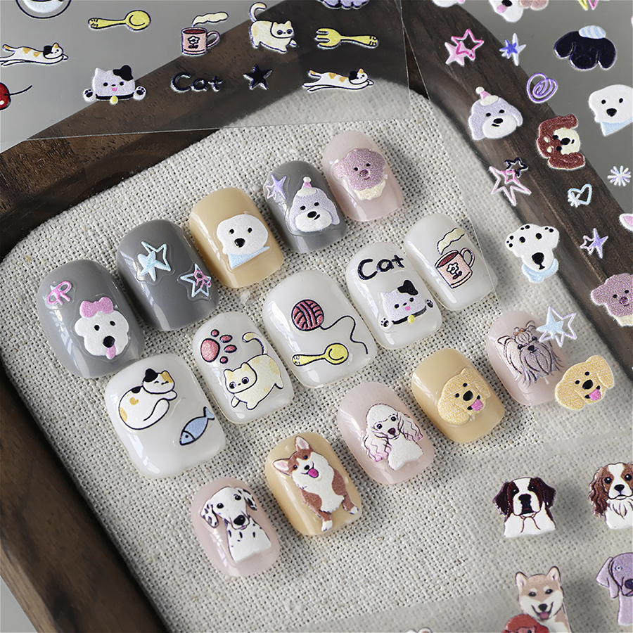 5d-pet 3d embossed puppy kitten nail stickers