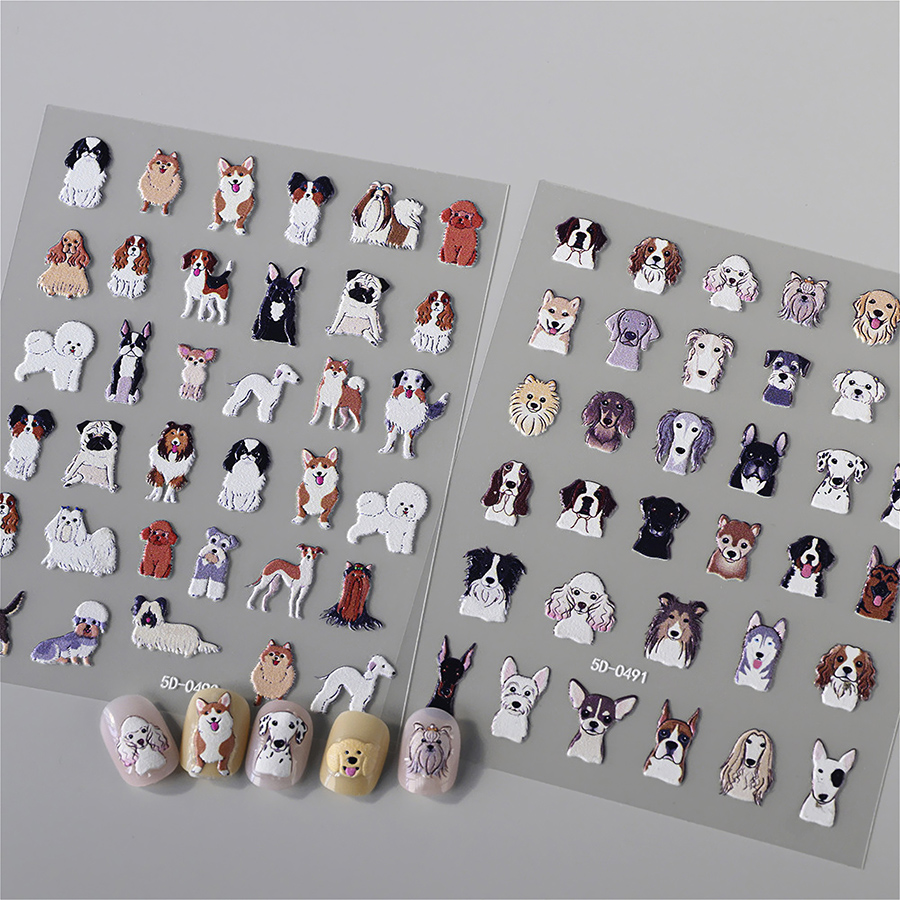 5d-pet 3d embossed puppy kitten nail stickers