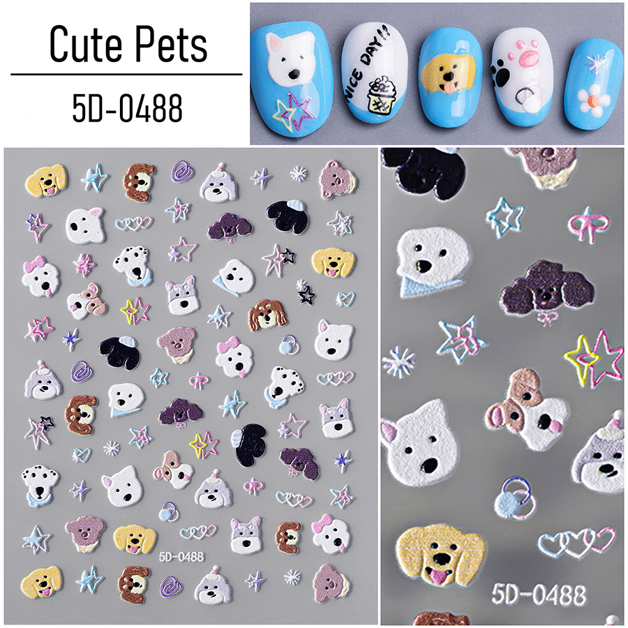 5d-pet 3d embossed puppy kitten nail stickers