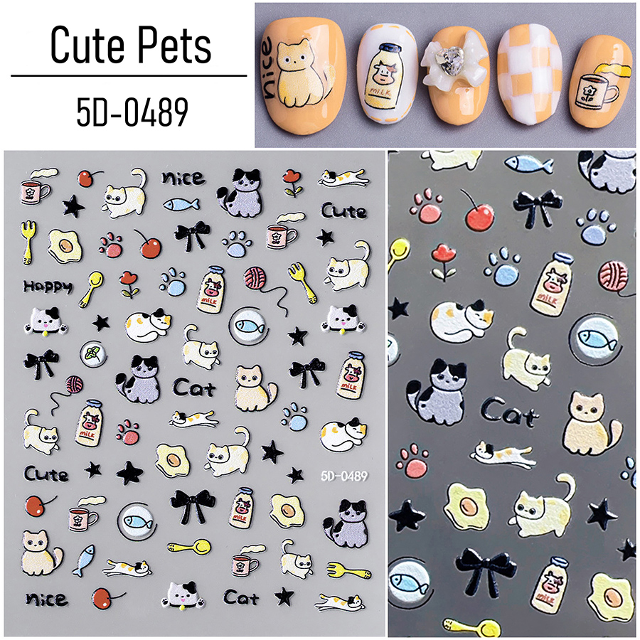 5d-pet 3d embossed puppy kitten nail stickers