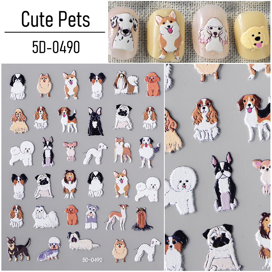 5d-pet 3d embossed puppy kitten nail stickers