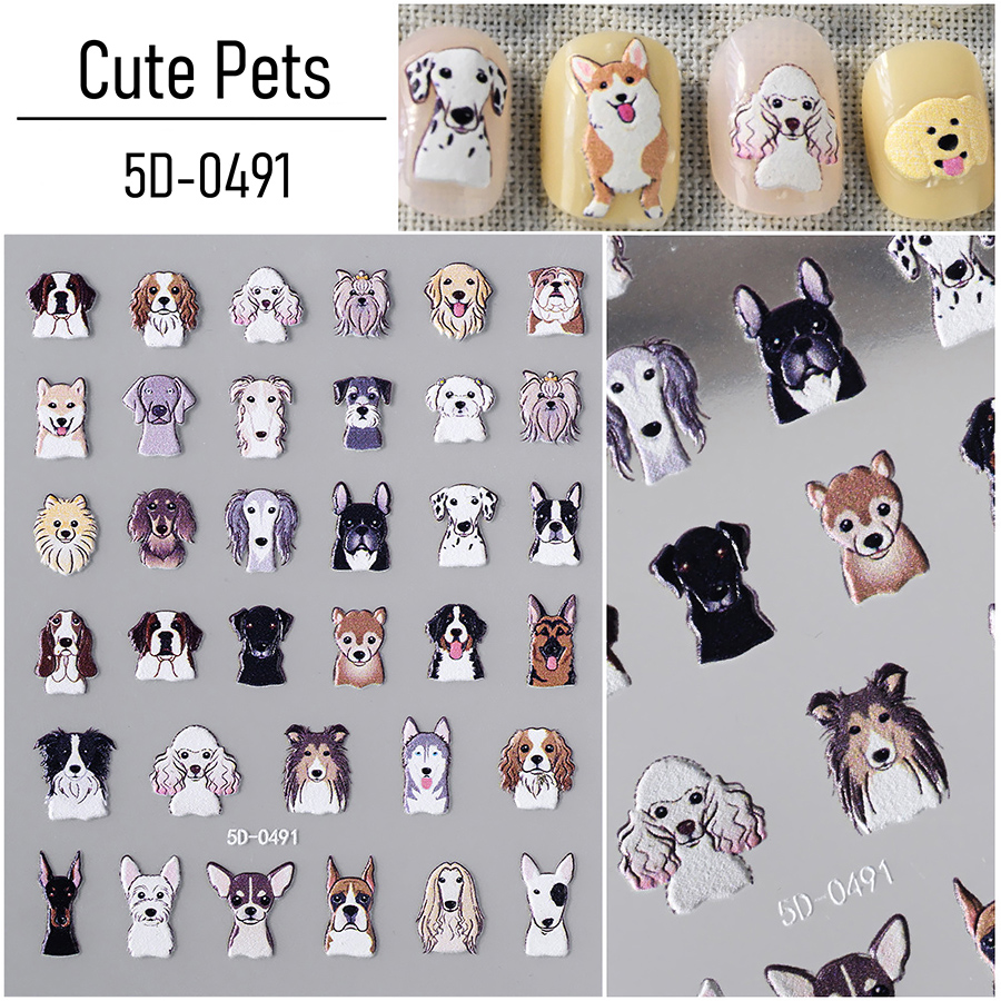 5d-pet 3d embossed puppy kitten nail stickers