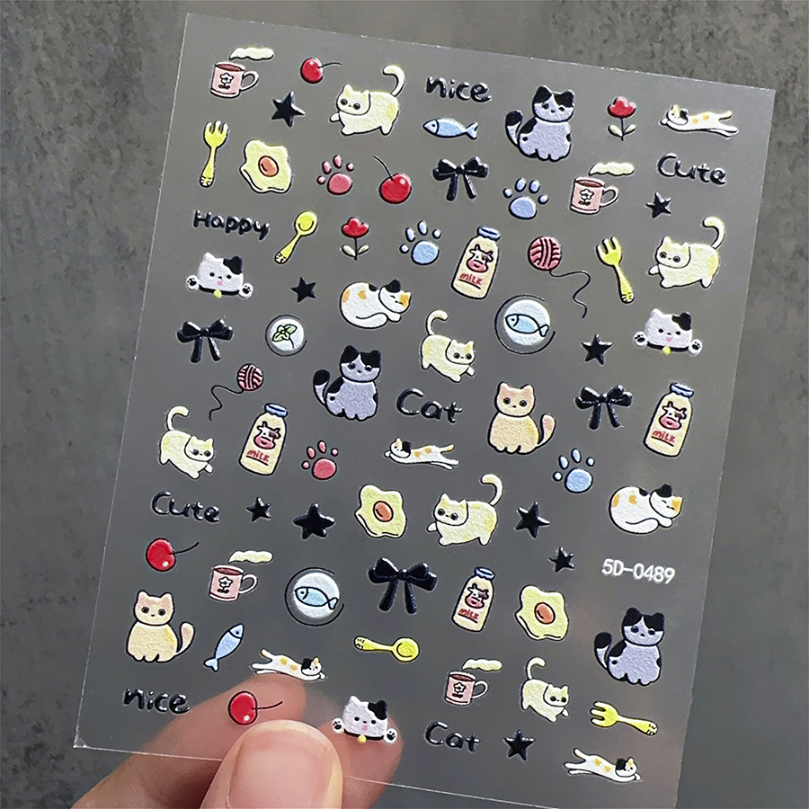 5d-pet 3d embossed puppy kitten nail stickers