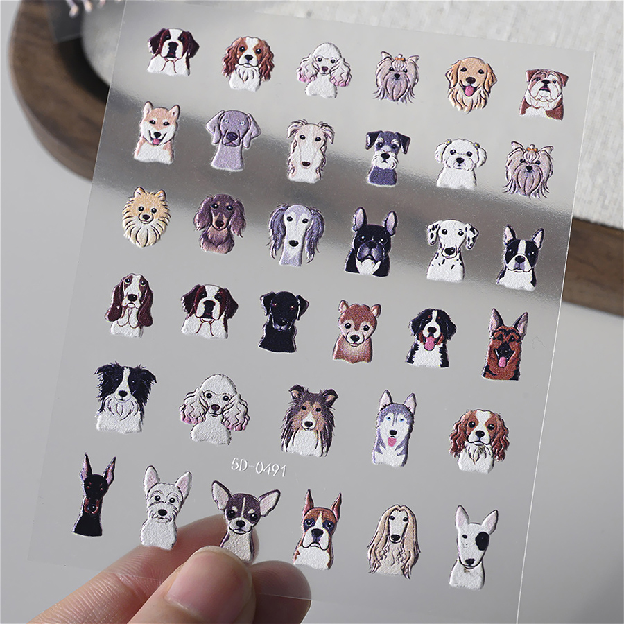 5d-pet 3d embossed puppy kitten nail stickers