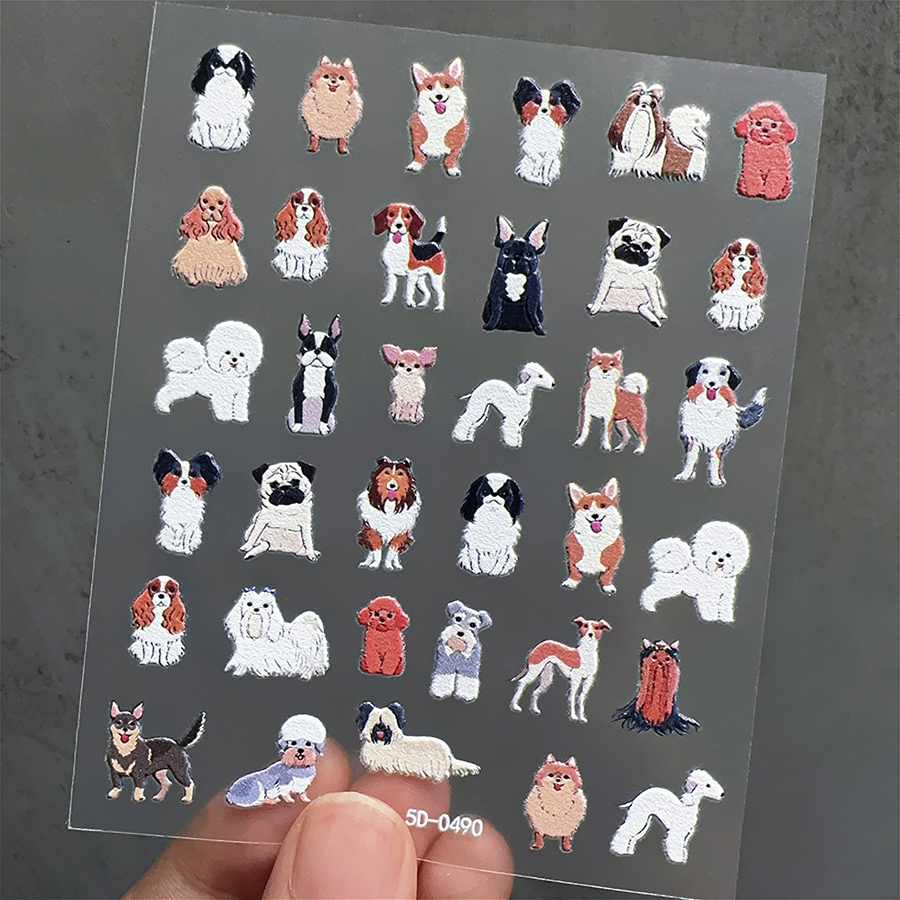 5d-pet 3d embossed puppy kitten nail stickers
