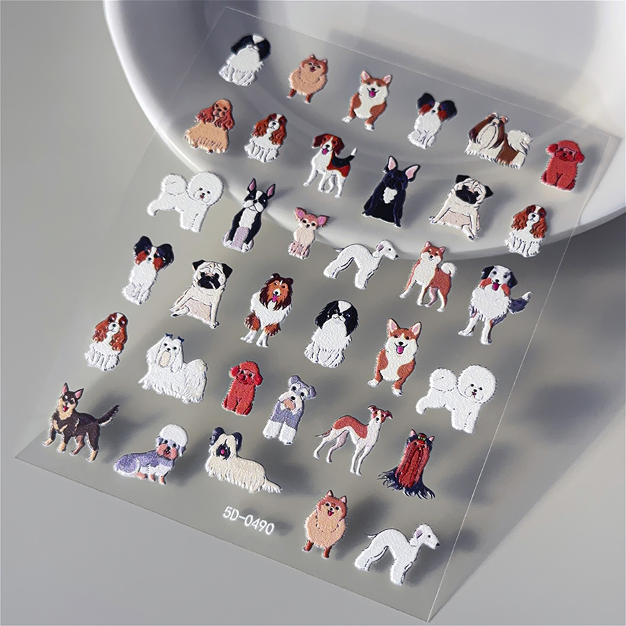 5d-pet 3d embossed puppy kitten nail stickers