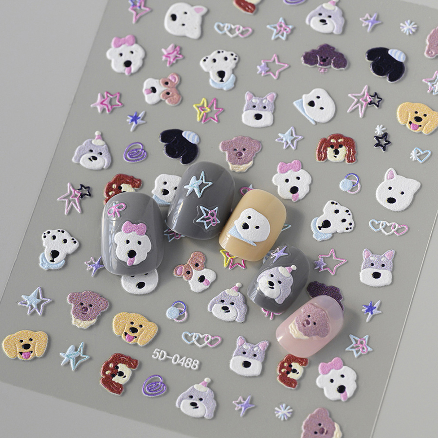 5d-pet 3d embossed puppy kitten nail stickers
