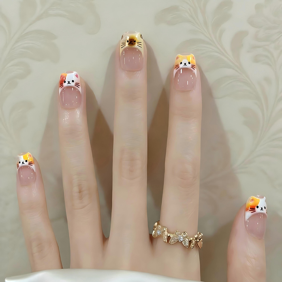 t895 cute cat face 3d embossed nail stickers