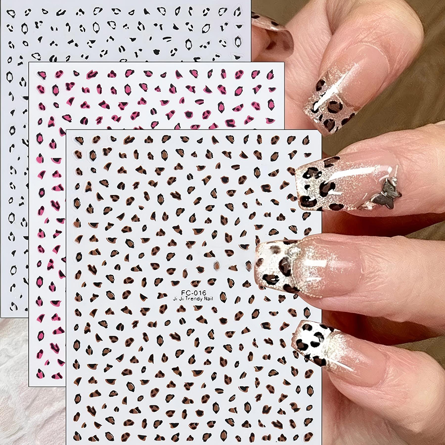 fc-016 leopard cow print nail stickers