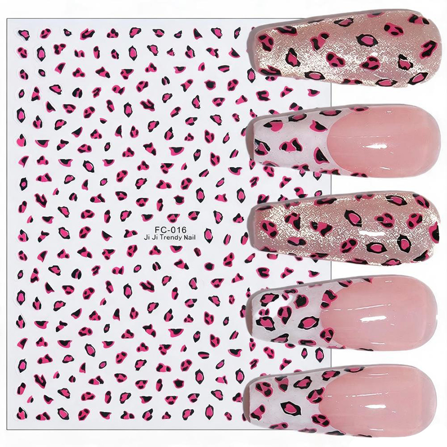fc-016 leopard cow print nail stickers