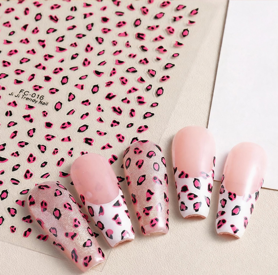 fc-016 leopard cow print nail stickers