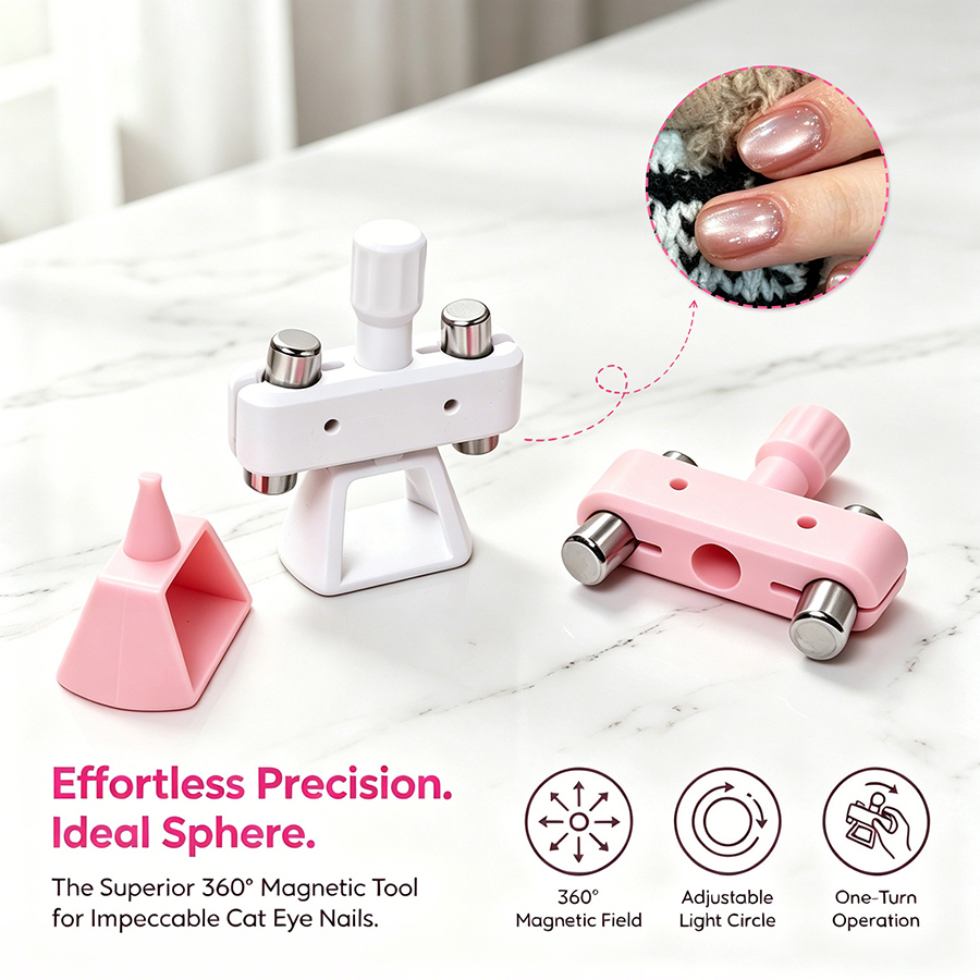 rnt-855 new 3rd generation rotating glass bead cat eye nail magnet