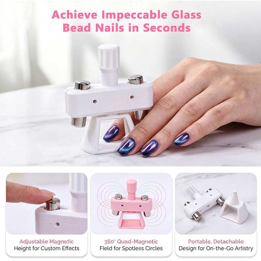 rnt-855 new 3rd generation rotating glass bead cat eye nail magnet