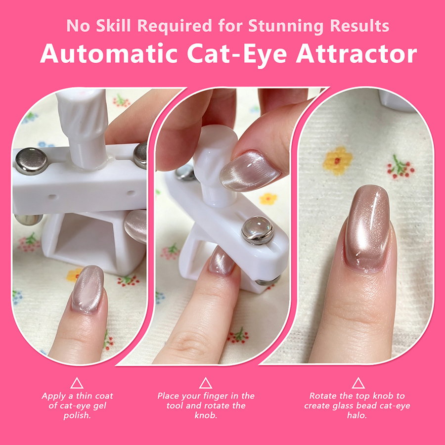 rnt-855 new 3rd generation rotating glass bead cat eye nail magnet