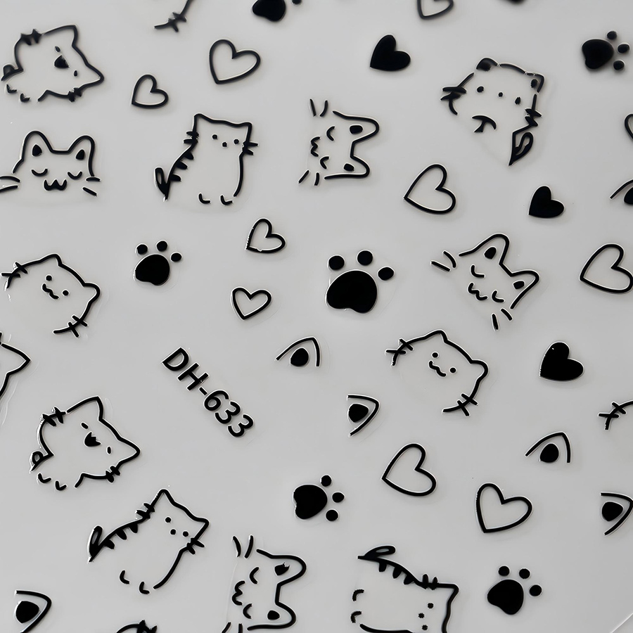 dh-633 cartoon cat nail stickers