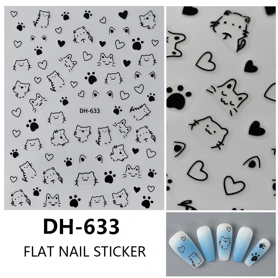 dh-633 cartoon cat nail stickers