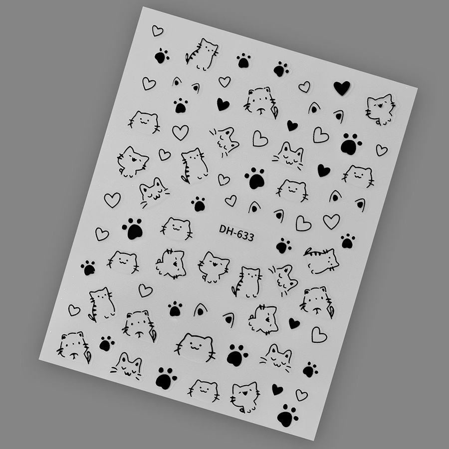 dh-633 cartoon cat nail stickers