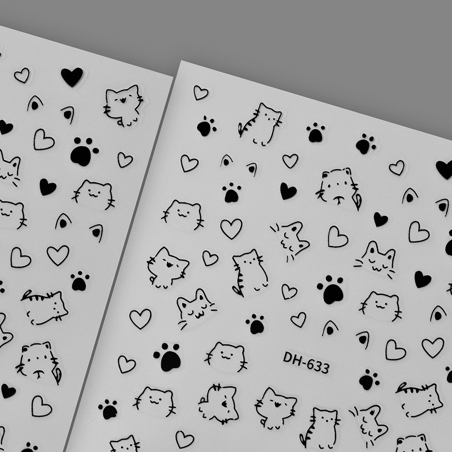 dh-633 cartoon cat nail stickers