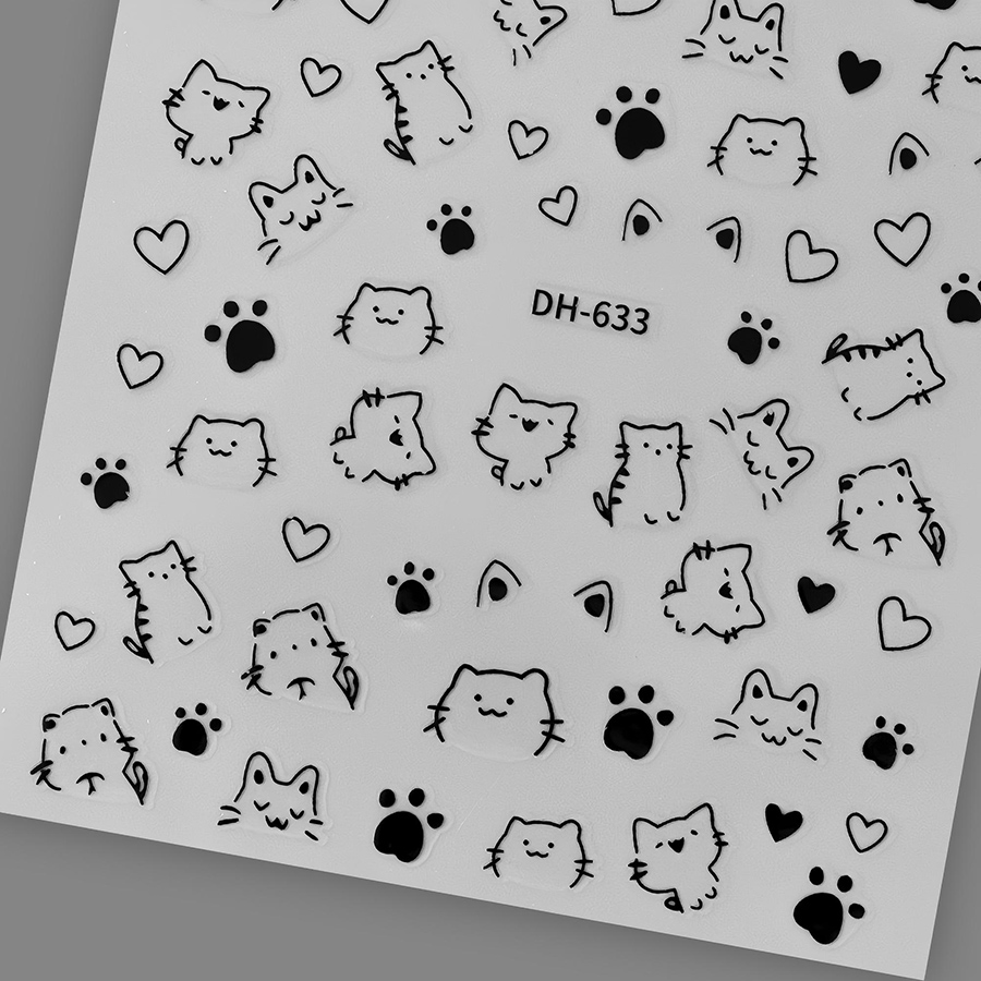 dh-633 cartoon cat nail stickers