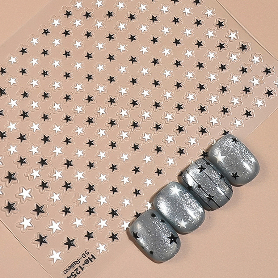 he?1253/1254 5d エンボス五芒星立体ネイルステッカー