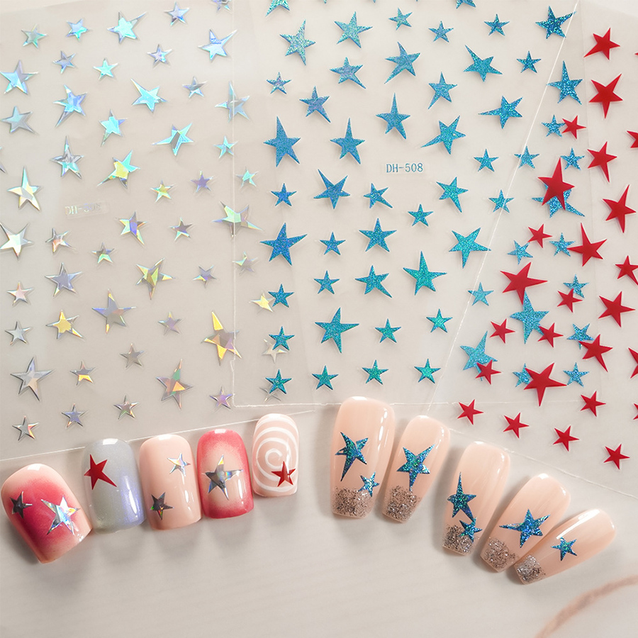 dh-508 irregular pentagram 3d nail stickers
