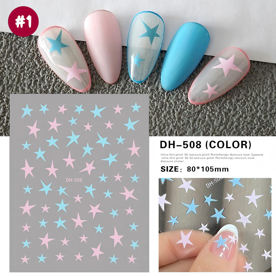 dh-508 irregular pentagram 3d nail stickers