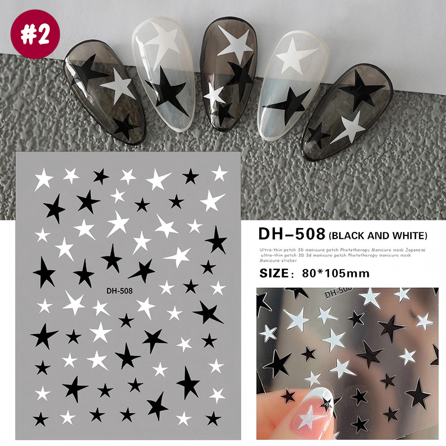 dh-508 irregular pentagram 3d nail stickers