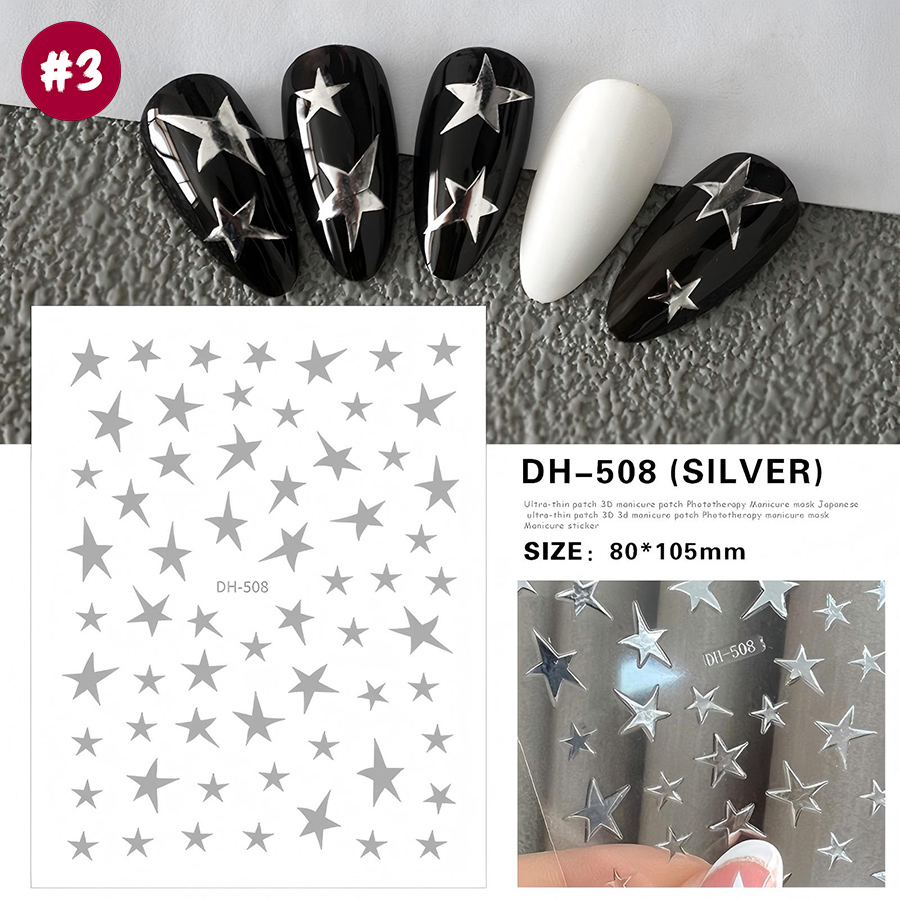 dh-508 irregular pentagram 3d nail stickers