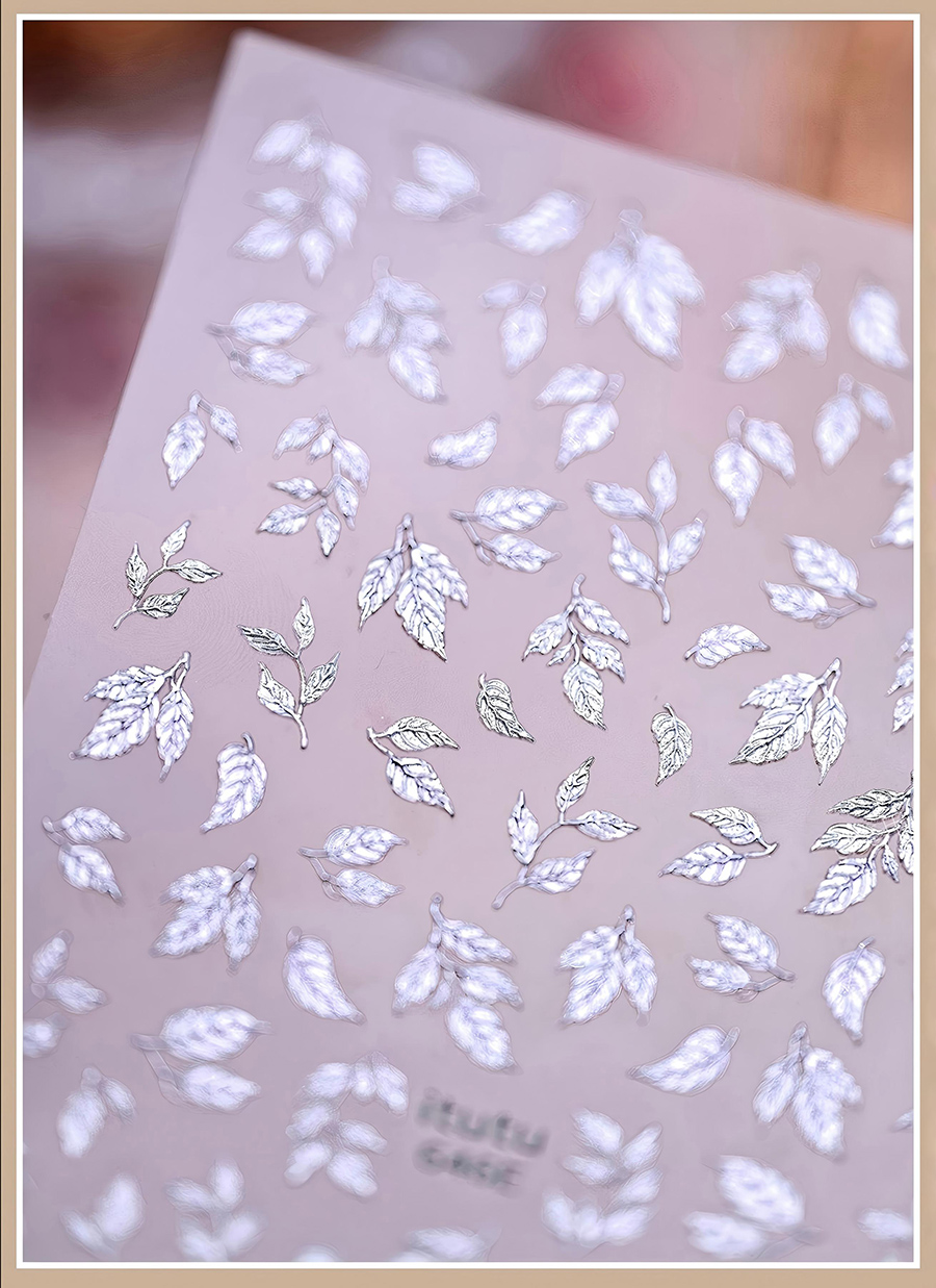 itu-645/646 shimmer leaf branch gold foil nail stickers