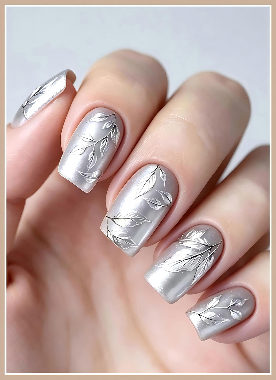 itu-645/646 shimmer leaf branch gold foil nail stickers