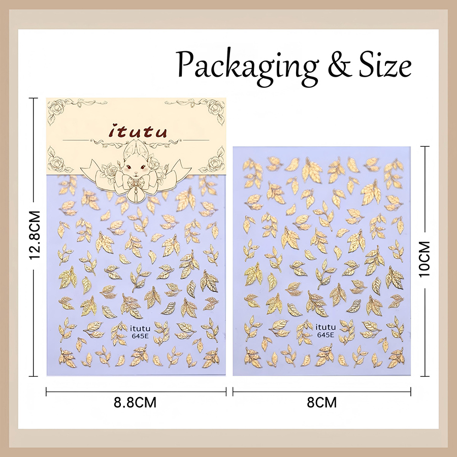 itu-645/646 shimmer leaf branch gold foil nail stickers
