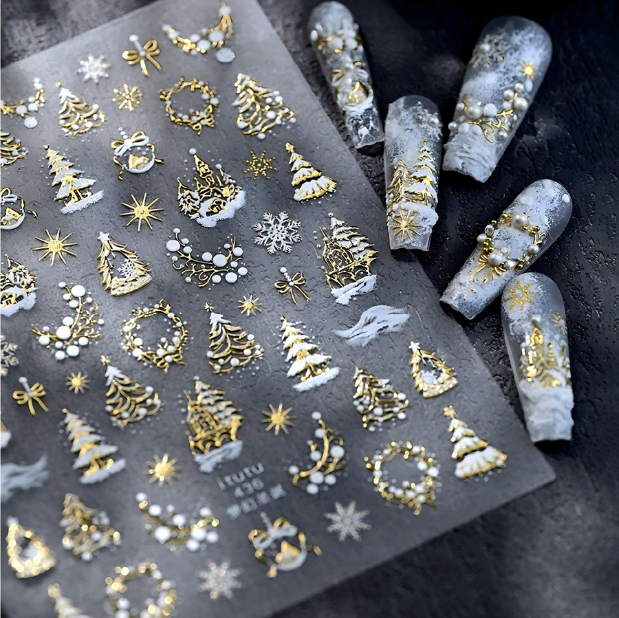itu-436-455 christmas embossed nail stickers