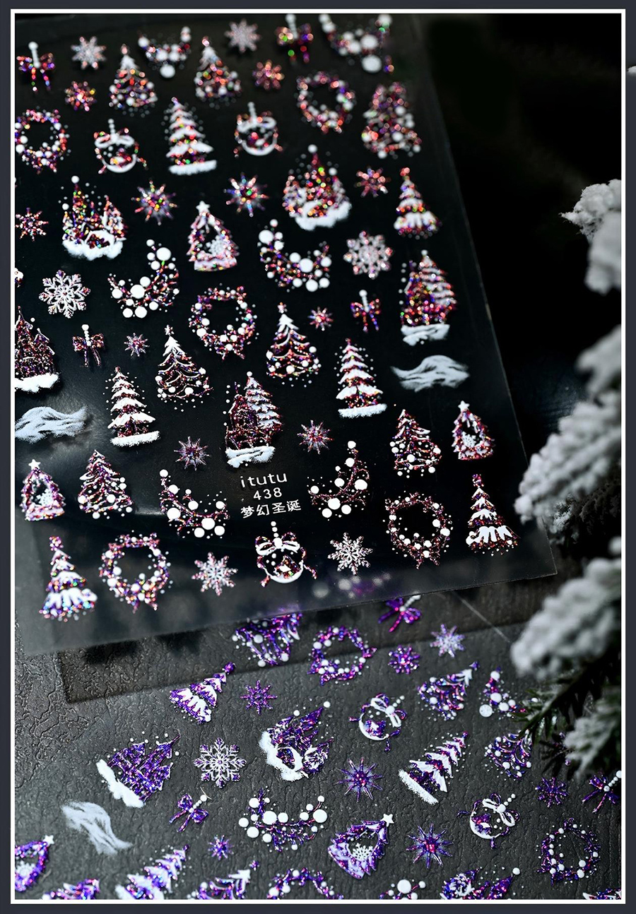 itu-436-455 christmas embossed nail stickers