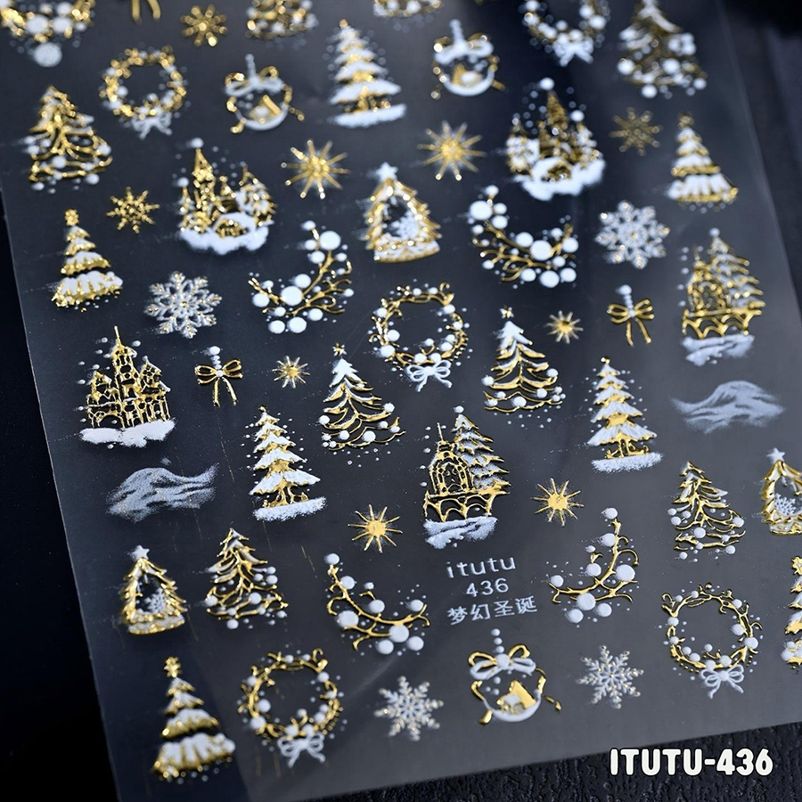 itu-436-455 christmas embossed nail stickers