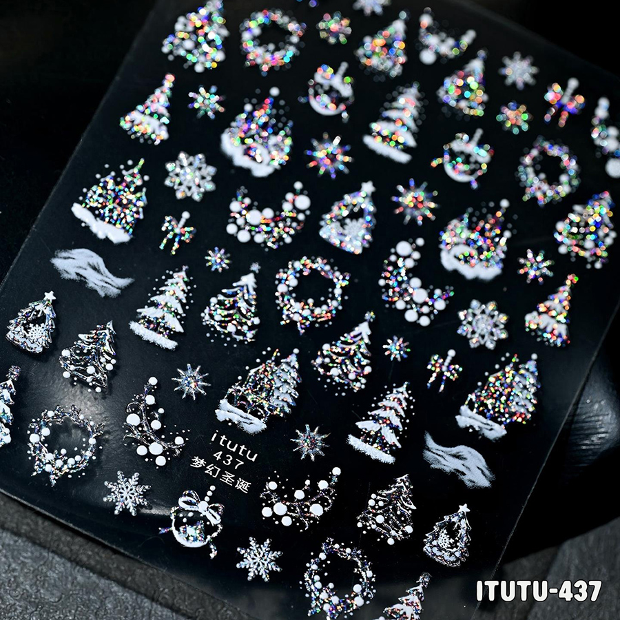 itu-436-455 christmas embossed nail stickers