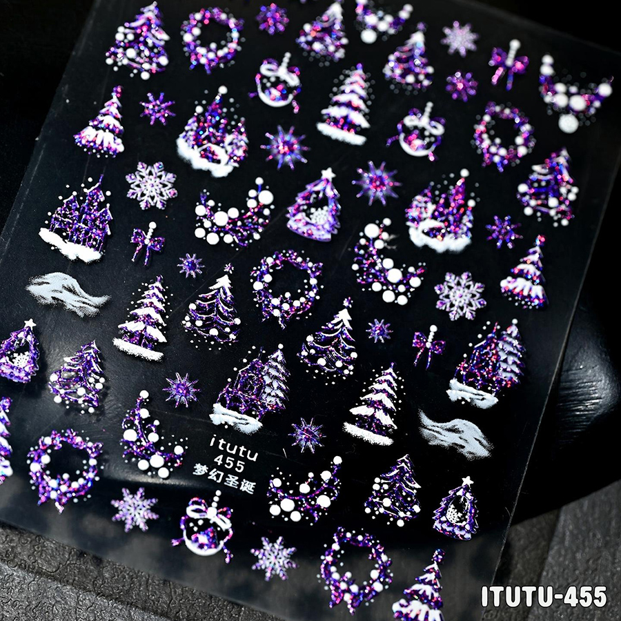 itu-436-455 christmas embossed nail stickers