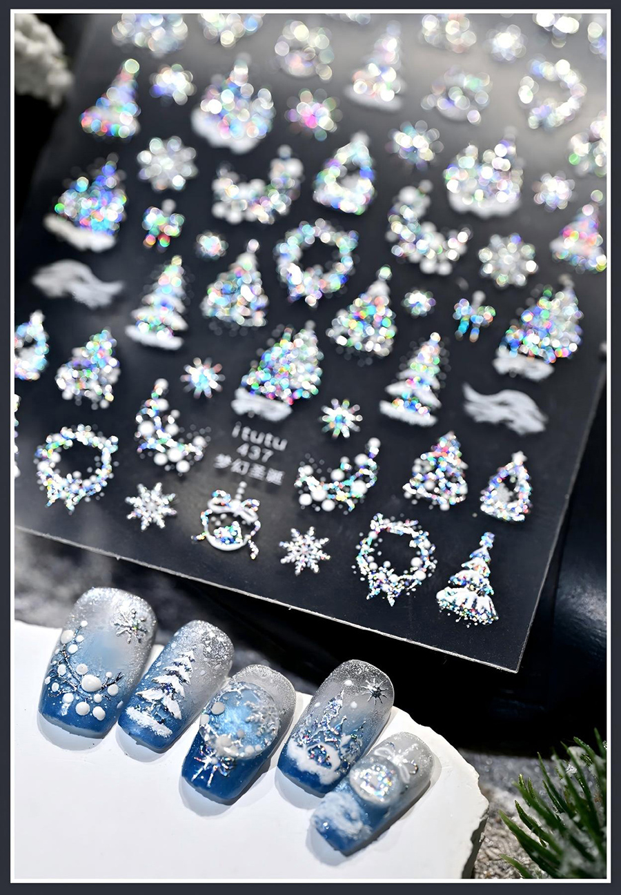 itu-436-455 christmas embossed nail stickers