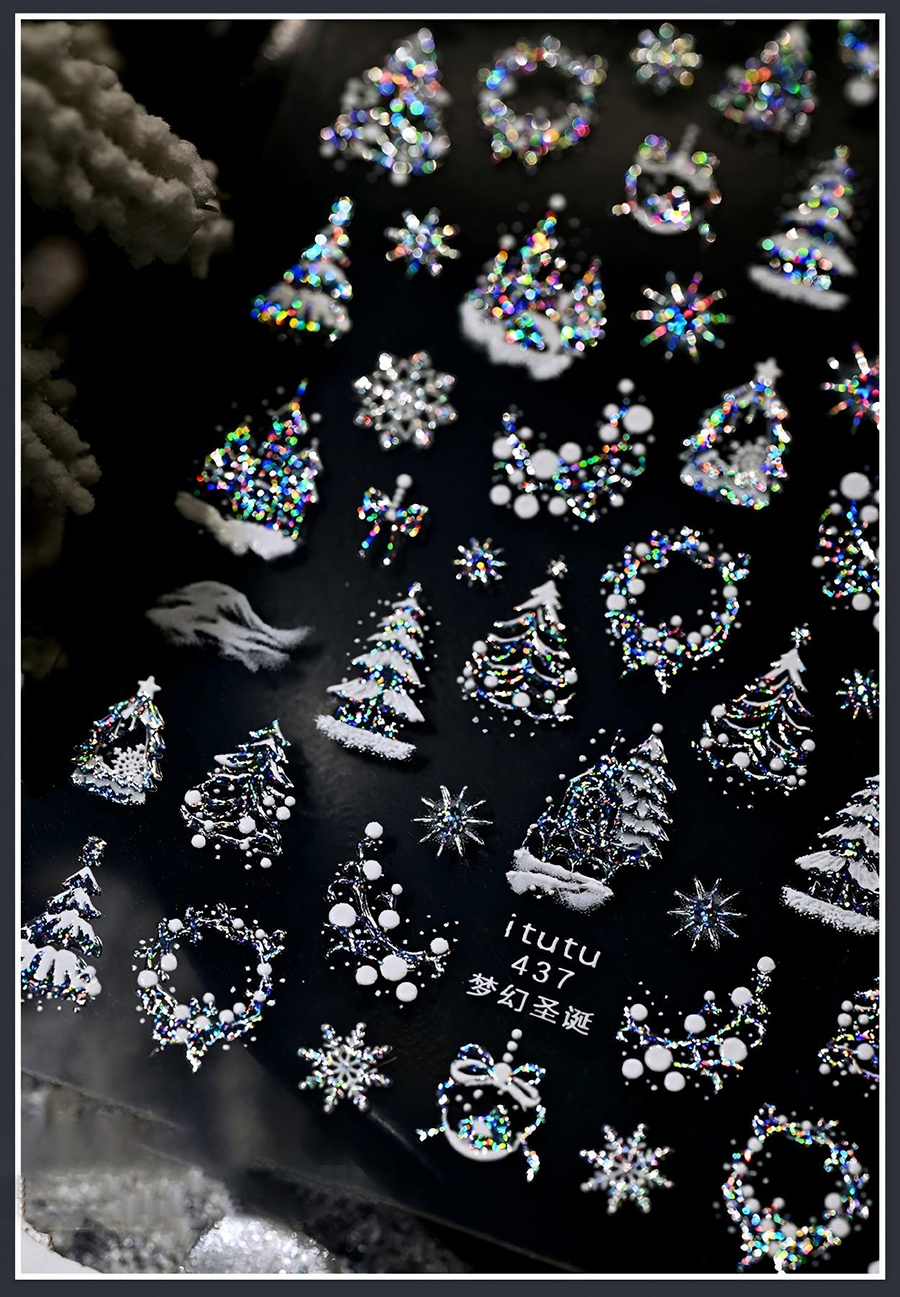 itu-436-455 christmas embossed nail stickers
