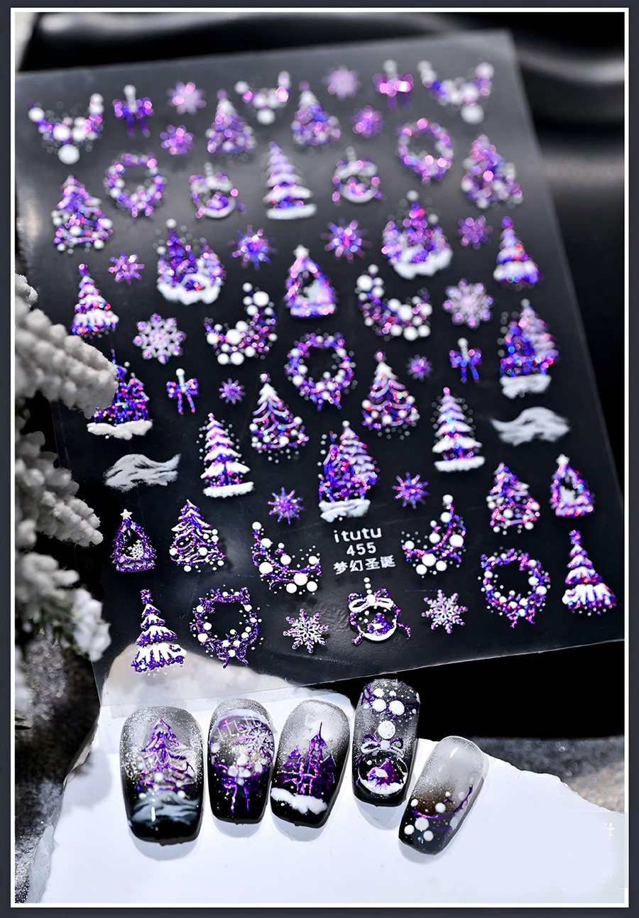 itu-436-455 christmas embossed nail stickers