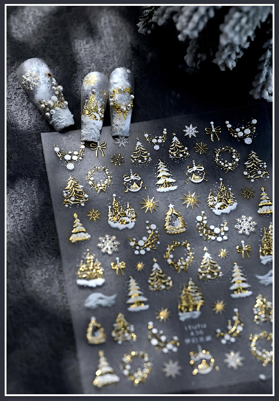 itu-436-455 christmas embossed nail stickers