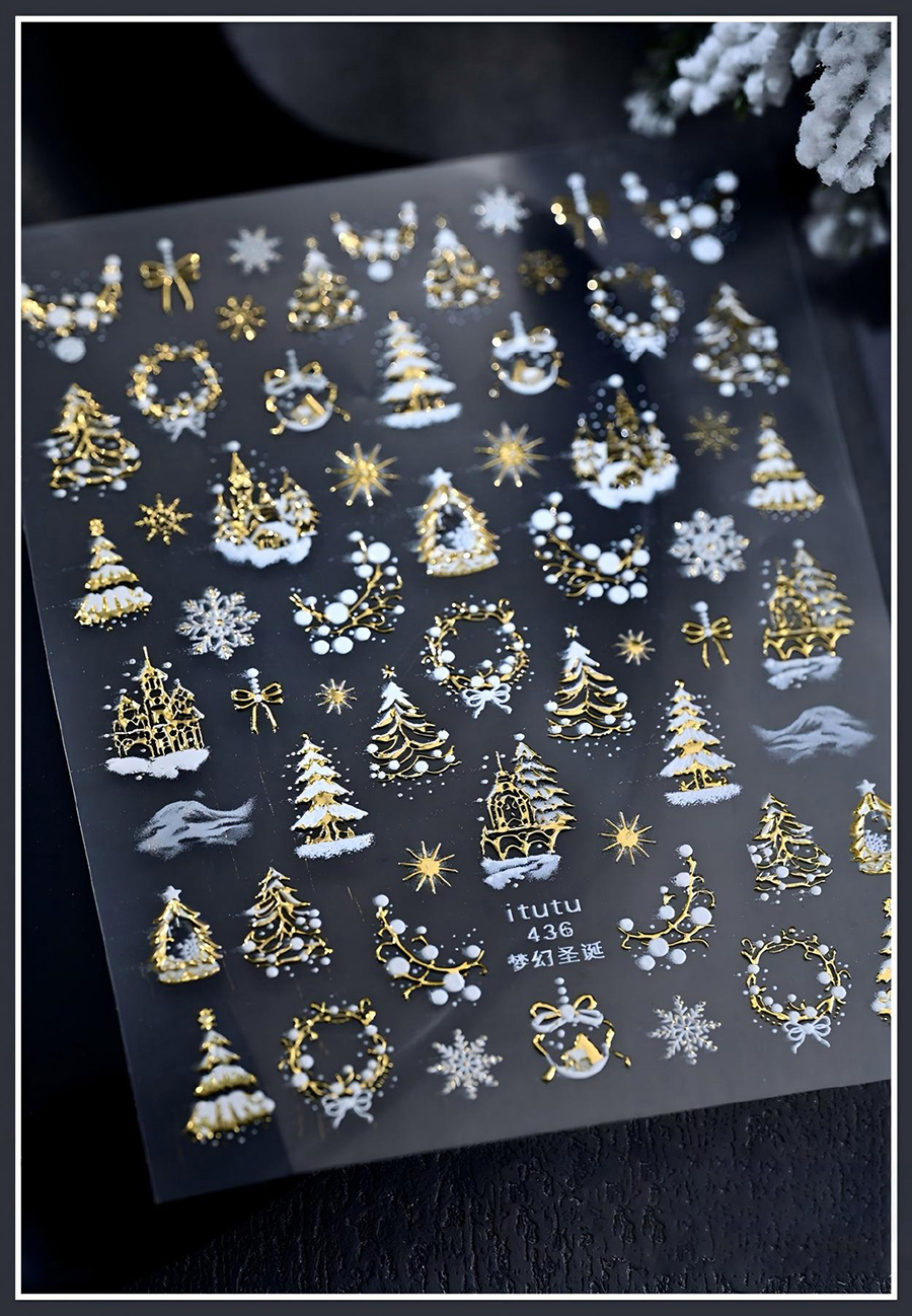 itu-436-455 christmas embossed nail stickers