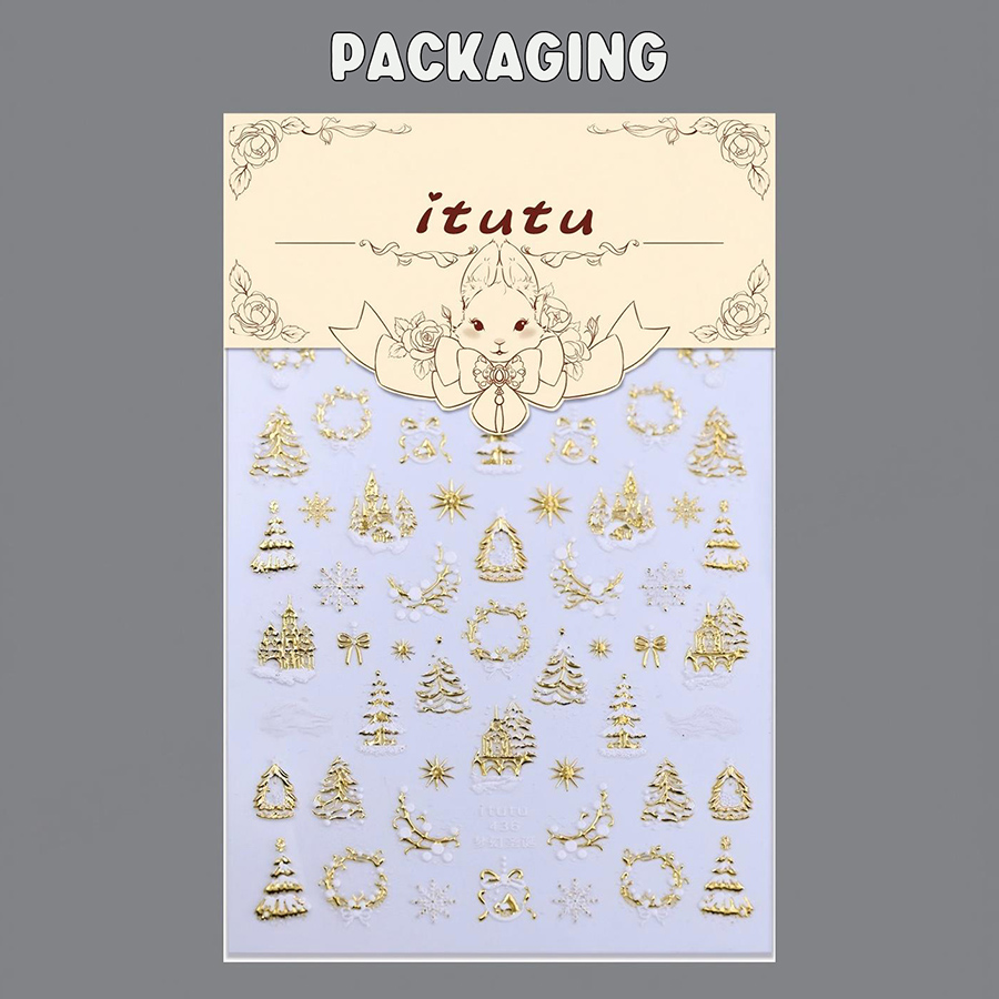 itu-436-455 christmas embossed nail stickers