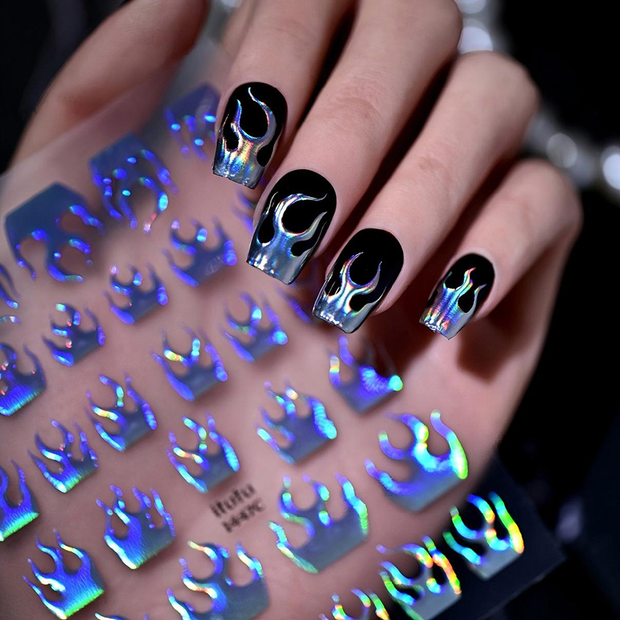 itu-1447-1451 new halloween flame french nail stickers