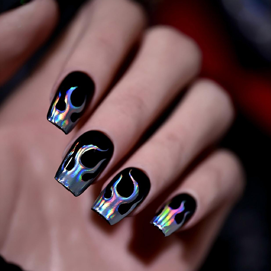 itu-1447-1451 new halloween flame french nail stickers