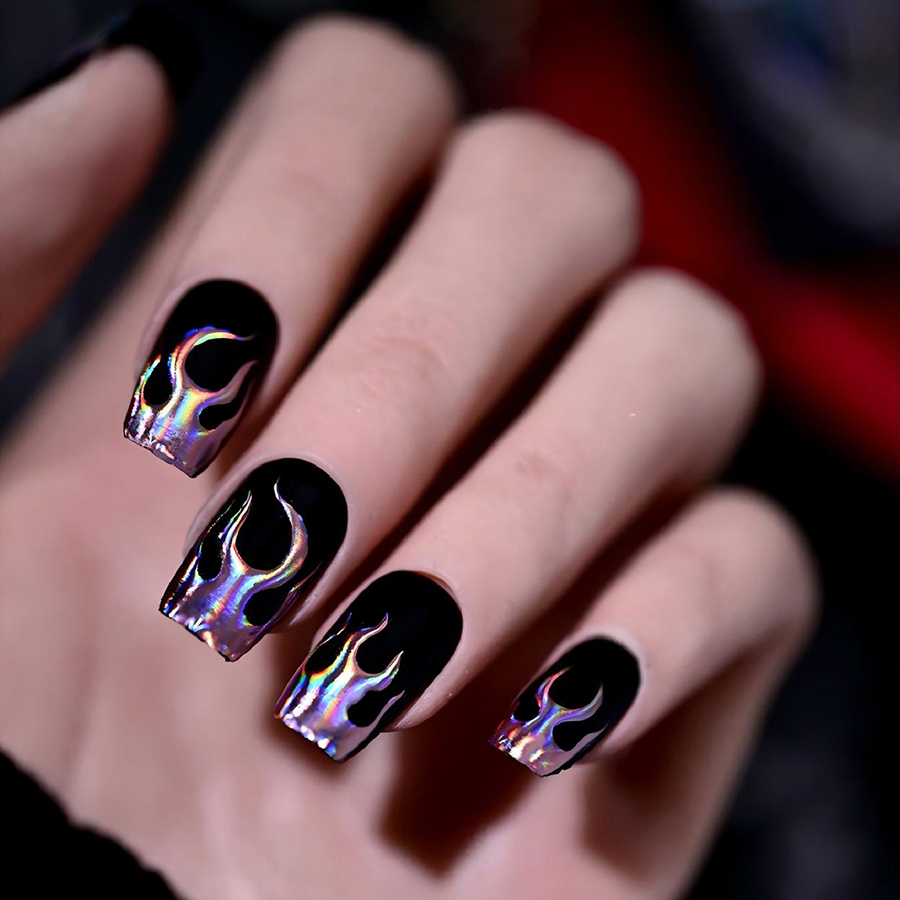 itu-1447-1451 new halloween flame french nail stickers
