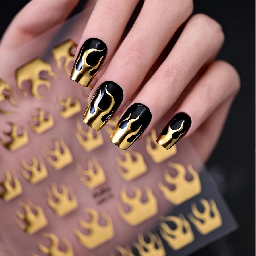 itu-1447-1451 new halloween flame french nail stickers
