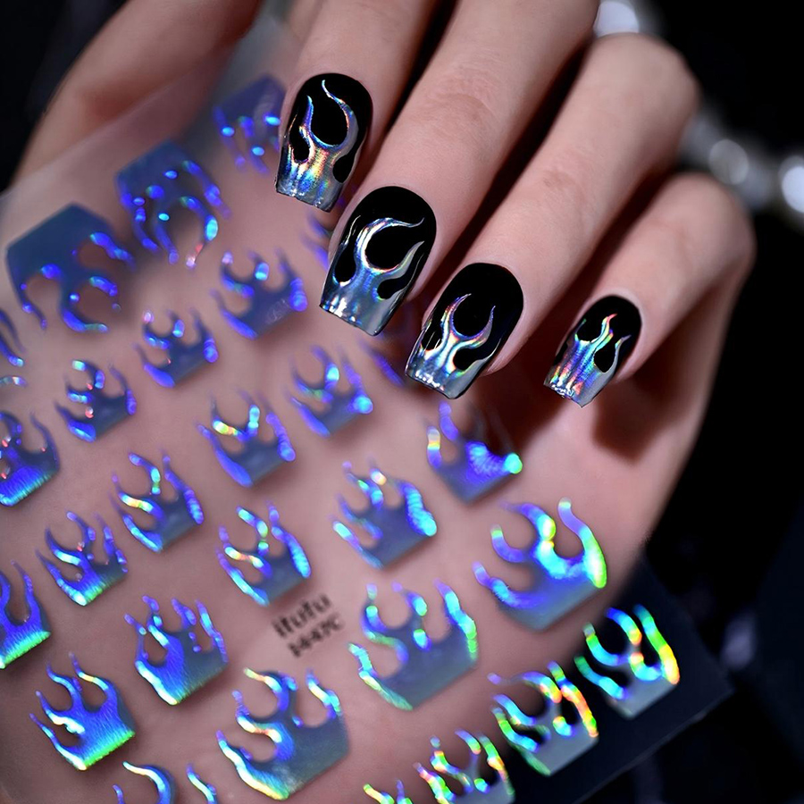 itu-1447-1451 new halloween flame french nail stickers