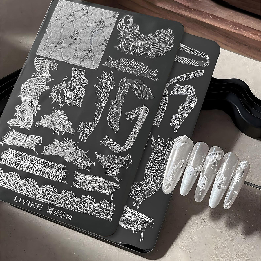 rnme-69 lace ribbon nail stamping plate