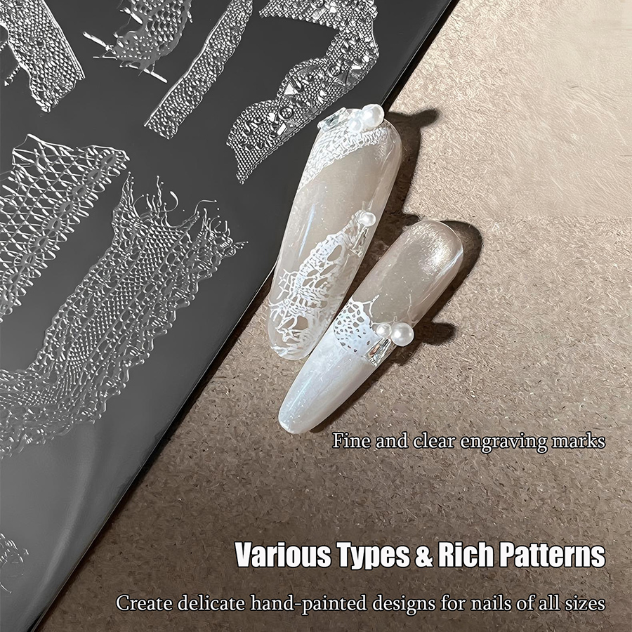 rnme-69 lace ribbon nail stamping plate