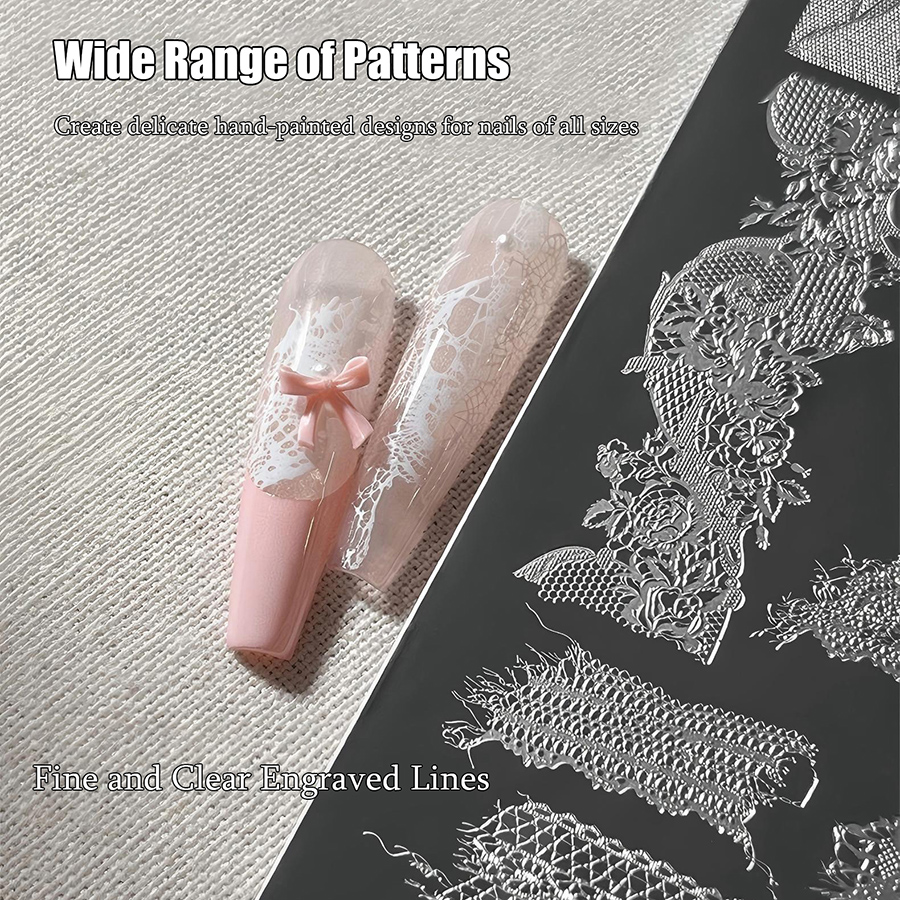 rnme-69 lace ribbon nail stamping plate